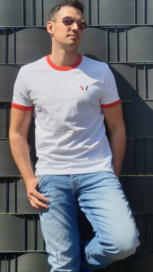 T-Shirt Ringer Weiß/Rot